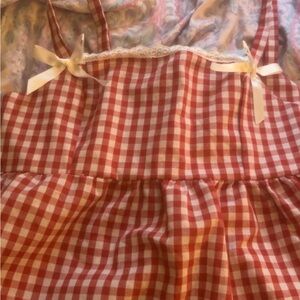 Red and White Gingham Top with Bows
